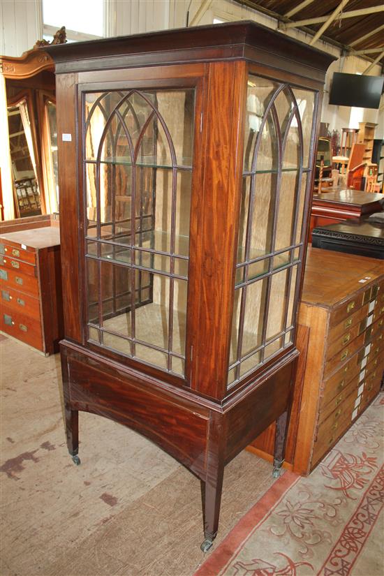 Inlaid Edwardian glazed display cabinet